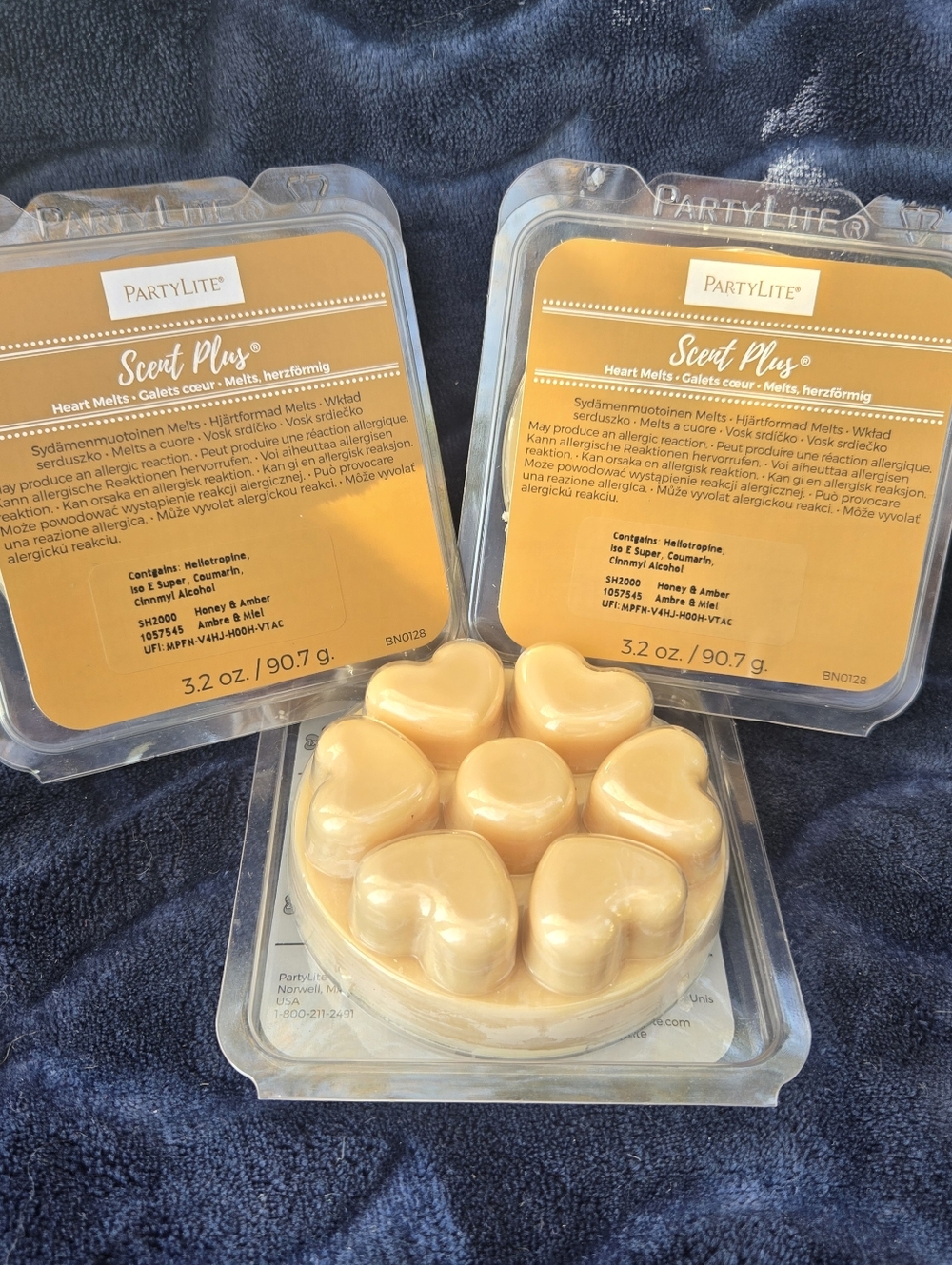 PartyLite Scent Plus Heart Melts - 3 Pack Honey & Amber